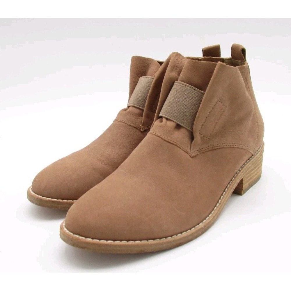 Eileen Fisher Nude Brown Soft Nubuck Leather Ankle Booties Womens Sz 7.5 - Picture 6 of 9